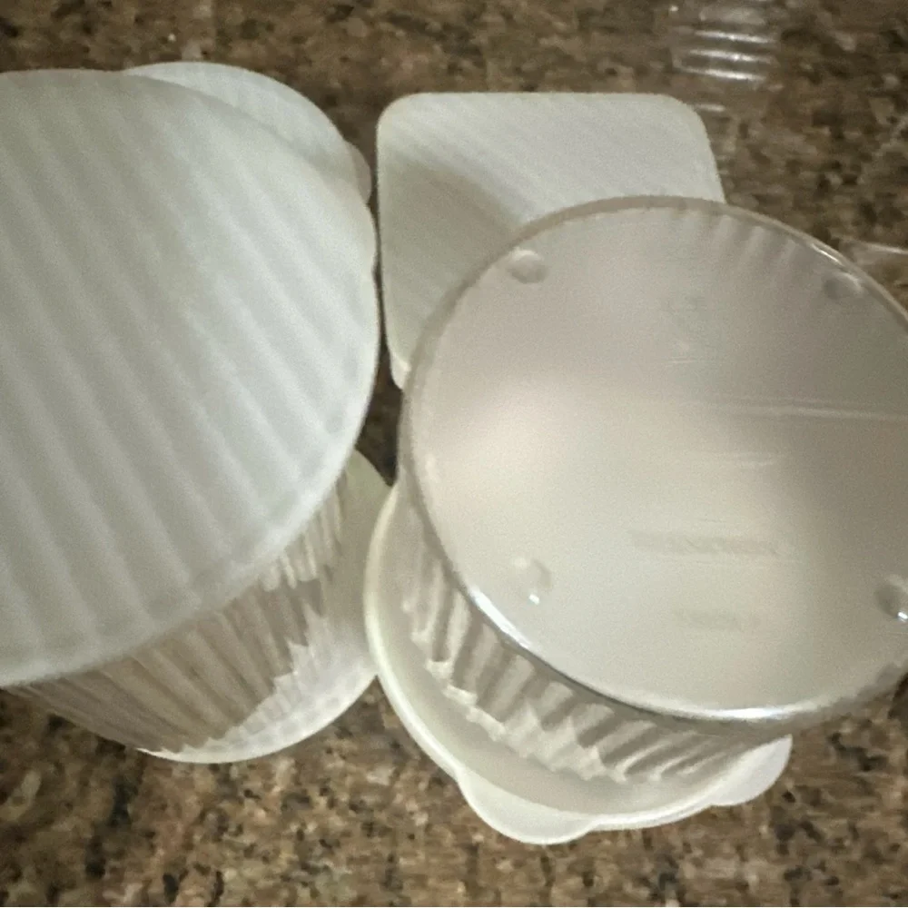 Tupperware Family Mates 6pc RARE Containers Clear with Pearlescent seals